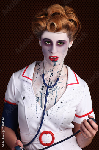 Bizarre Horror Themed Zombie Nurse photo