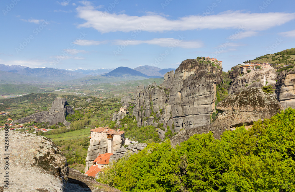 View of the Meteora monasteries, Thessaly, Greece