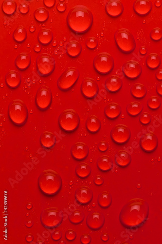 Water bubbles on red background