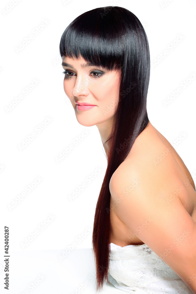 Obraz premium Woman with luxuriant healthy long hair. High quality image.