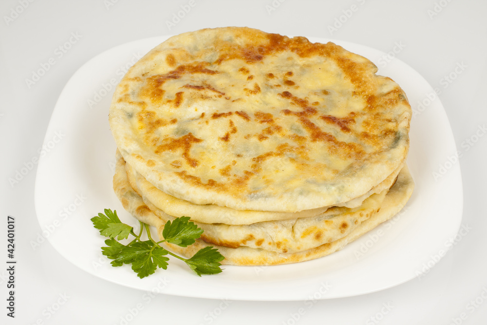 Fried bread with cheese - khachapuri Fried bread with cheese - khachapuri