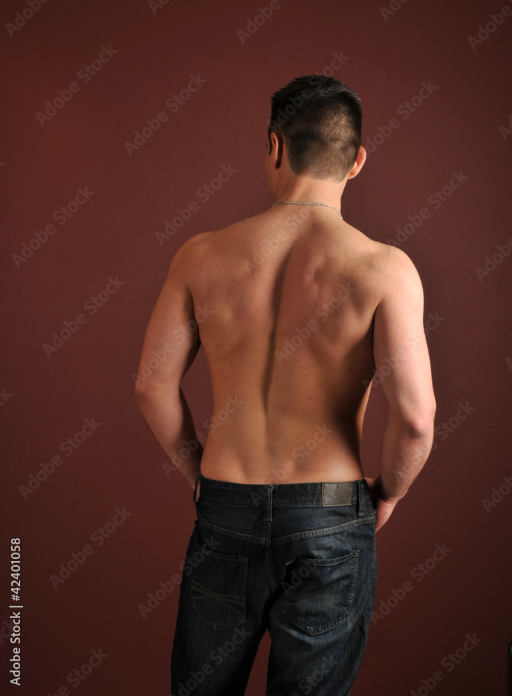 Shirtless man in blue jeans Shirtless man in blue jeans