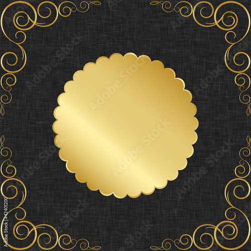 Gri kumaş ve altın plaka