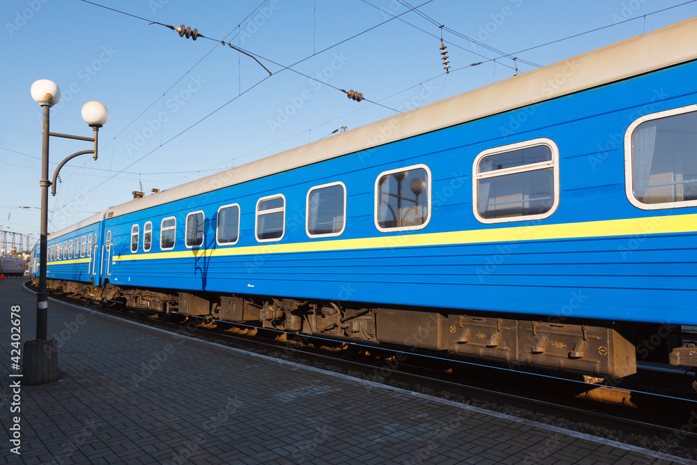 passenger rail car blue color