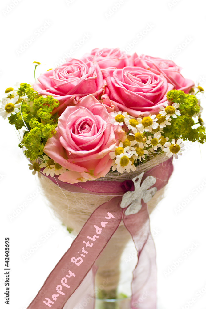 Happy Birthday Blumenstrauss StockFoto Adobe Stock