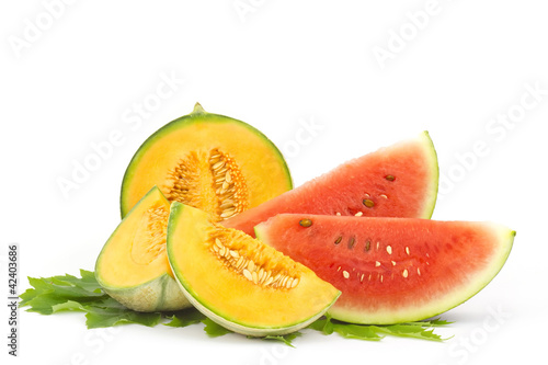 pieces of watermelon and cantaloupe melon