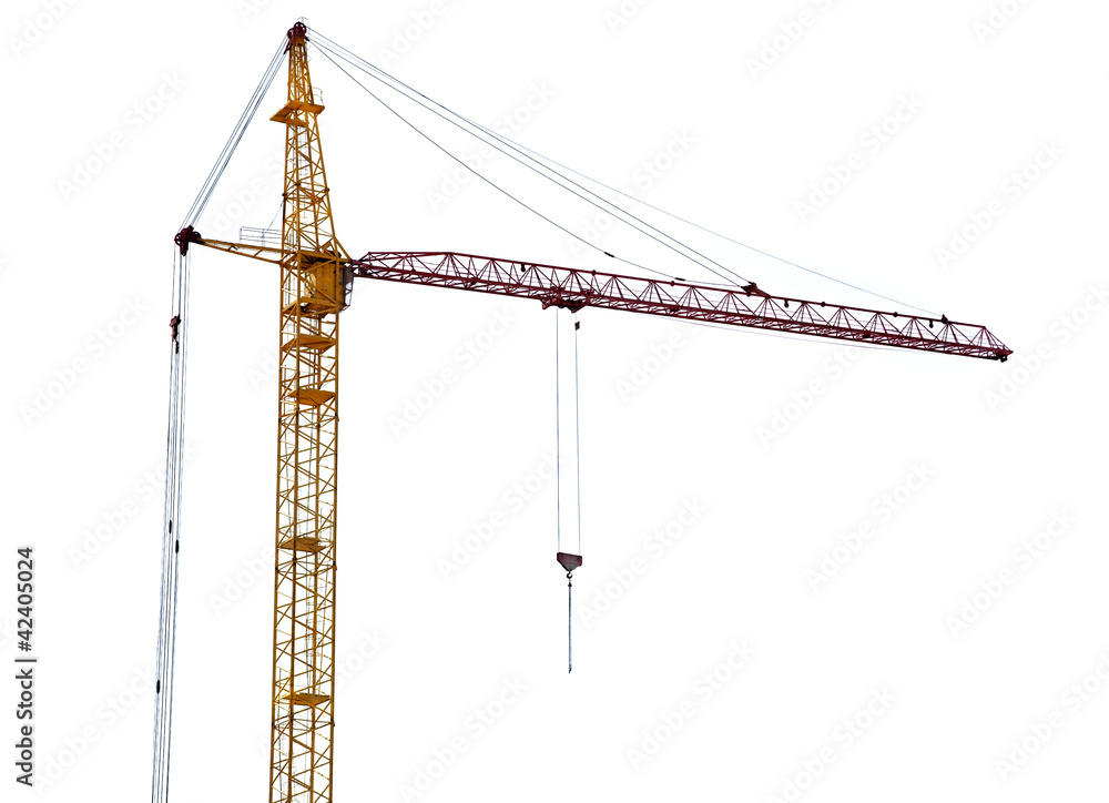 yellow hoisting crane with pink boom yellow hoisting crane with pink boom