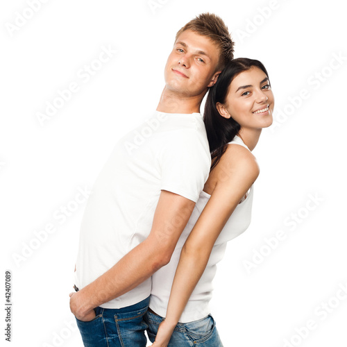 Happy young couple in casual clothing