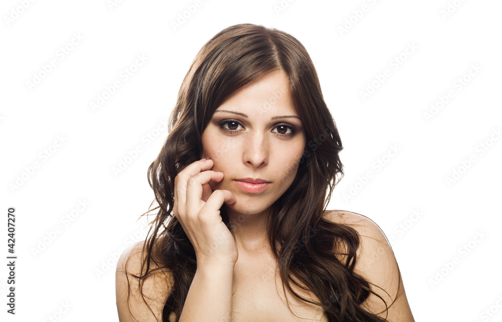 Closeup portrait of beautiful female model Closeup portrait of beautiful female model