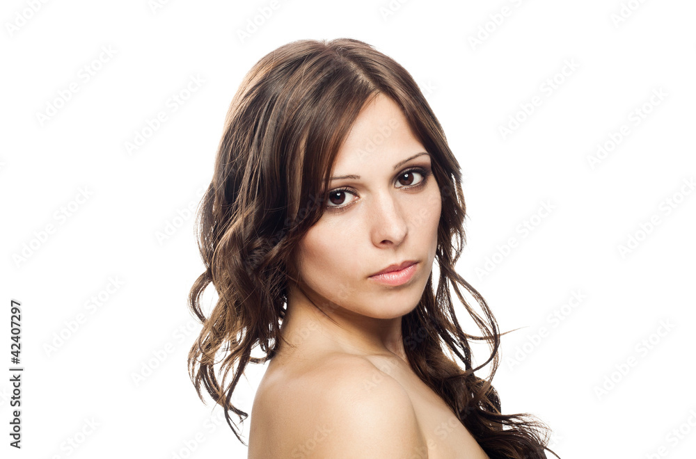 Closeup portrait of beautiful female model Closeup portrait of beautiful female model