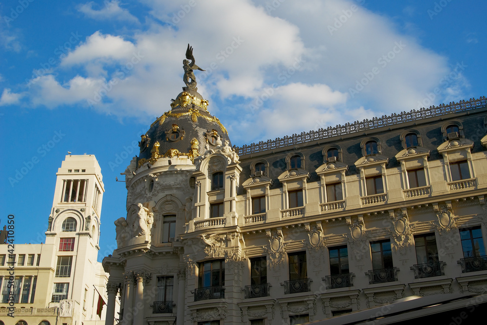 Historic buildings with lace fronts of Madrid