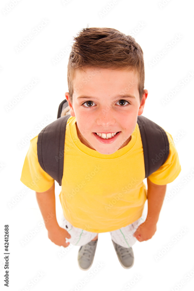 School boy with backpack, isolated on white School boy with backpack, isolated on white