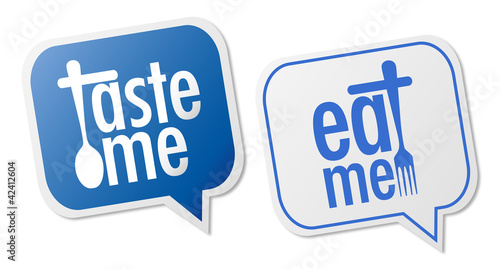 Taste me and Eat me stickers