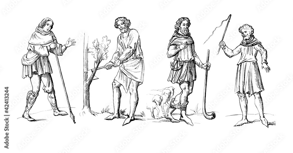 Medieval Peasants 14th century Illustration Stock Adobe Stock