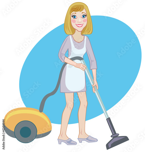 housemaid with a vacuum cleaner