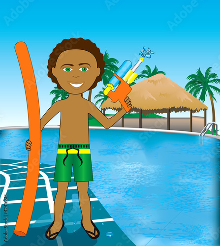 Pool Mixed Afro Boy