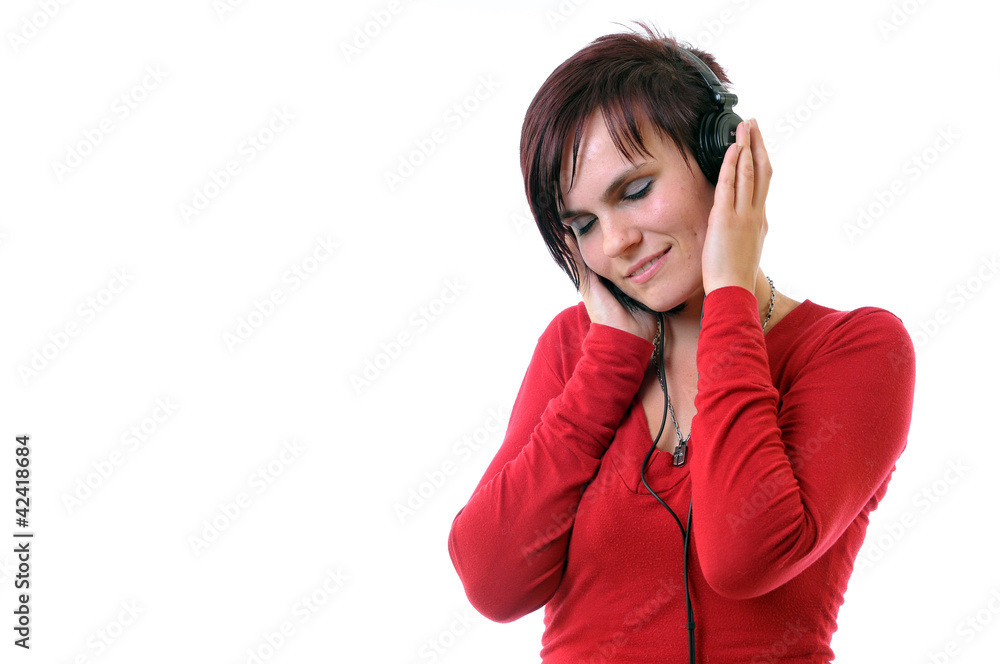 Frau mit Kopfhörer