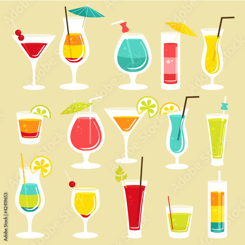 Set of cocktails, vector illustration