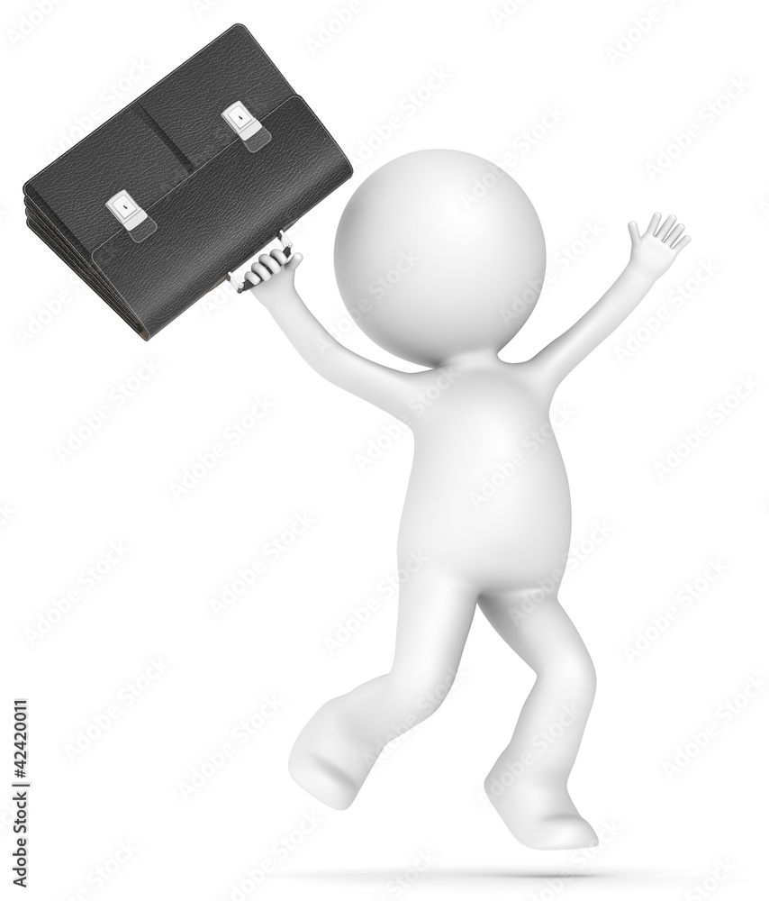 Success in business. 3D little human character jumping of joy. Success in business. 3D little human character jumping of joy.