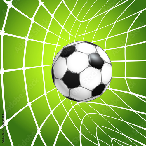 Football  soccer  ball in a net. Goal