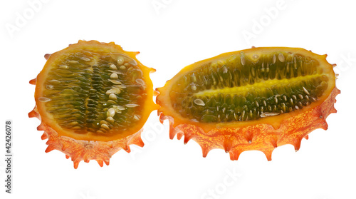 two parts of orange kawani cucumber photo