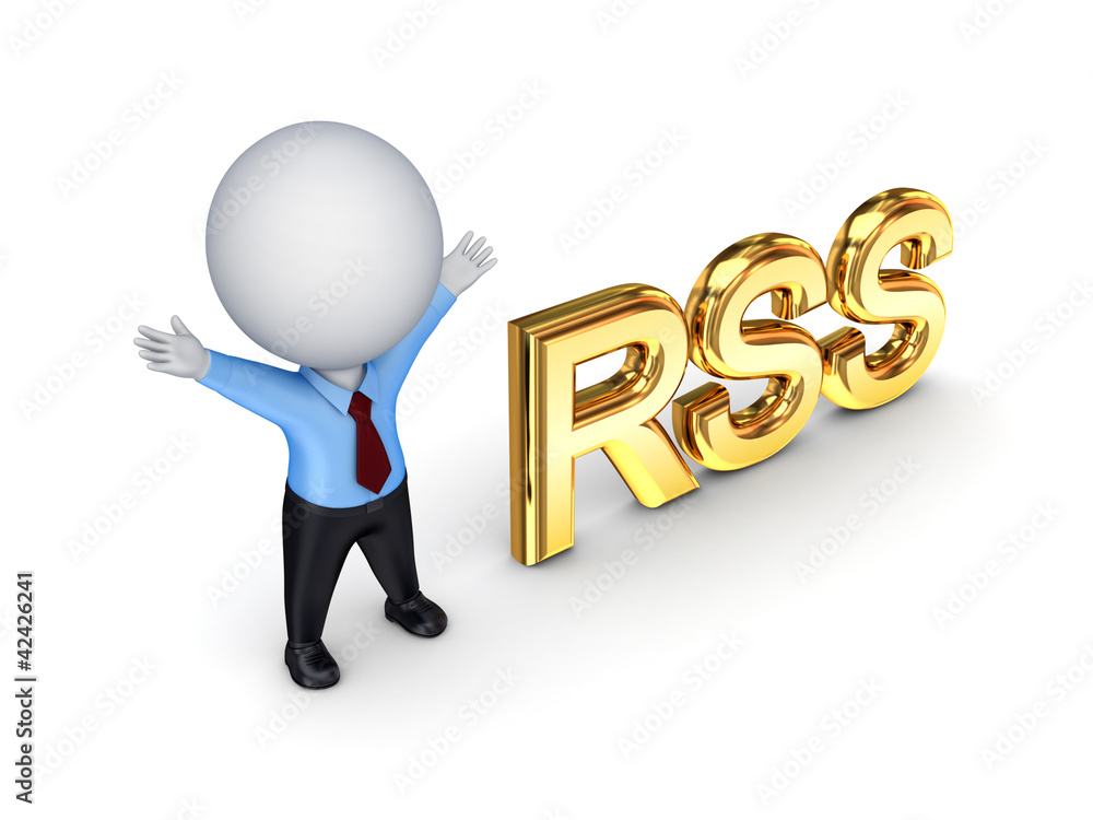 3d small person and RSS symbol. 3d small person and RSS symbol.