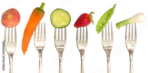 vegetables on the fork, diet concept