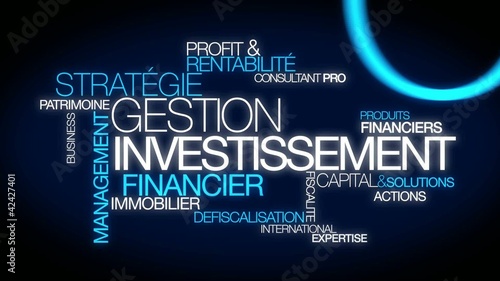 Gestion investissement financier nuage de mots animation photo