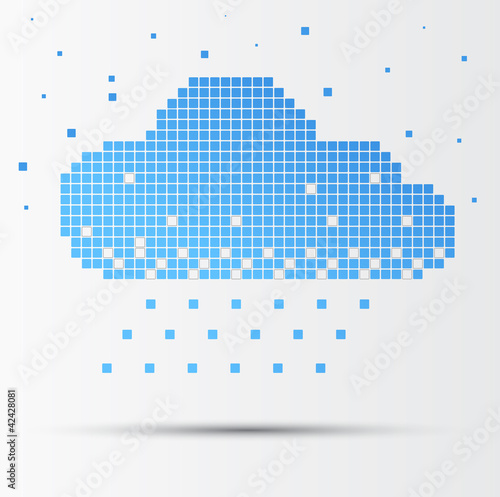 Abstract pixel cloud with rain. Vector