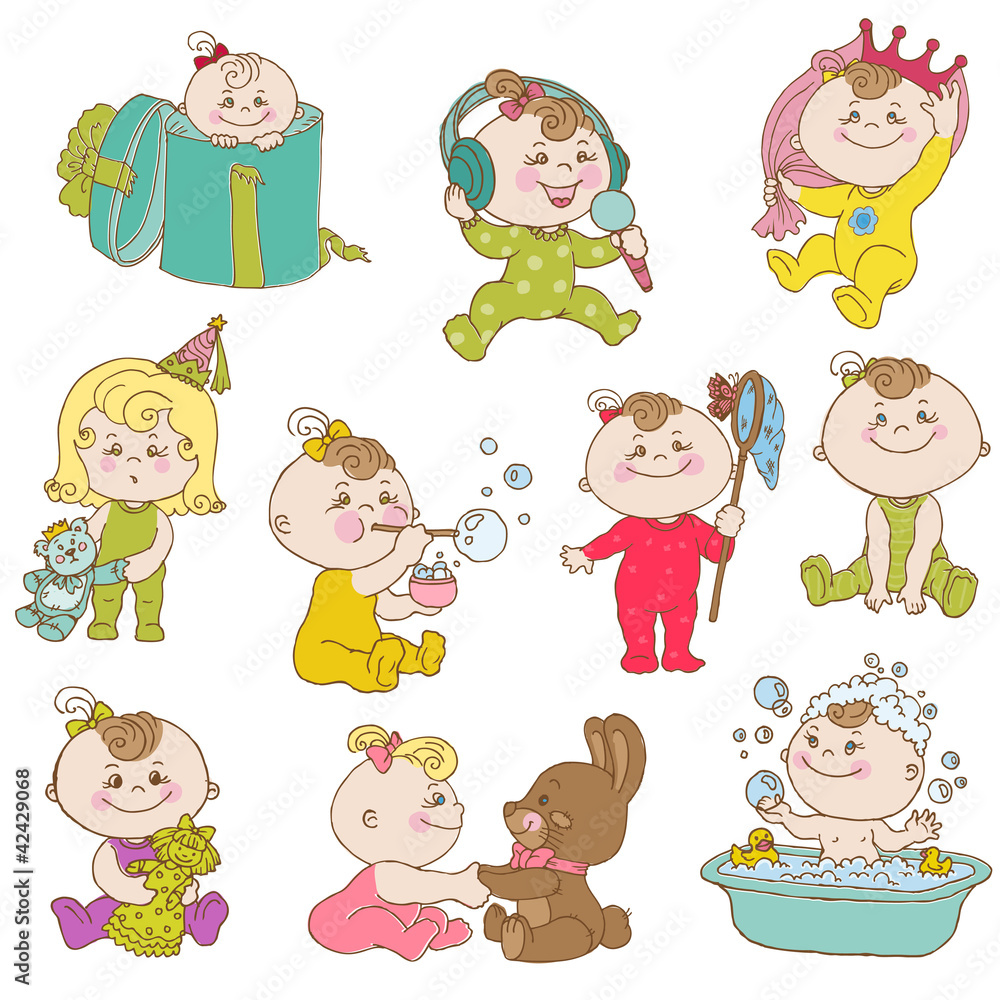 Baby Girl Cute Doodle Set - for design and scrapbook - in vector Baby Girl Cute Doodle Set - for design and scrapbook - in vector