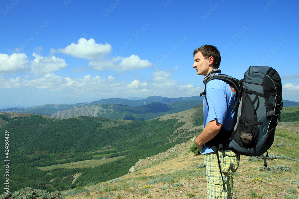 Hiking in the mountains.