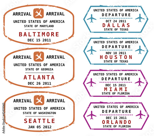 Passport stamps, US destinations