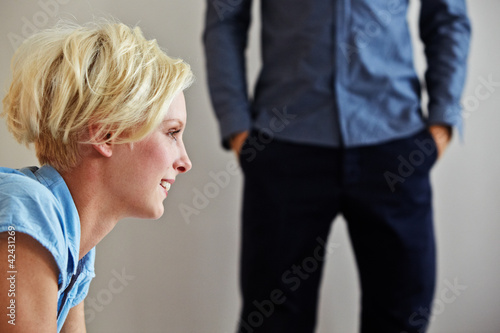 pretty blond lady looking to the window © Ingo Bartussek