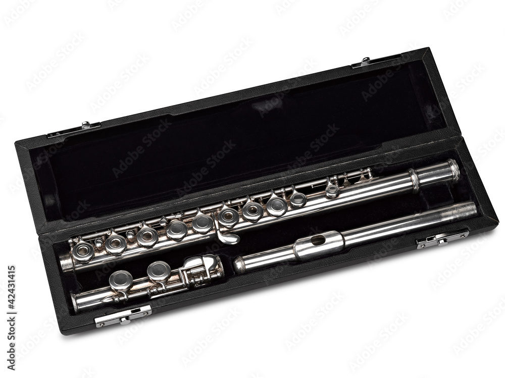 Flute in box Isolated on White Flute in box Isolated on White