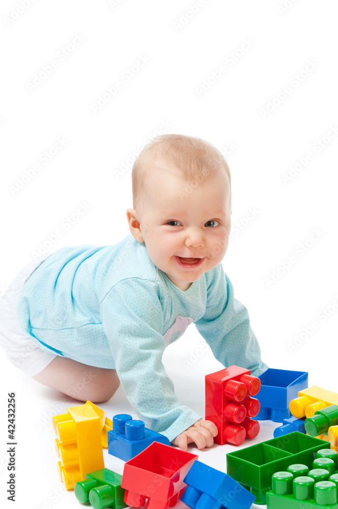 children play with blocks in studio children play with blocks in studio