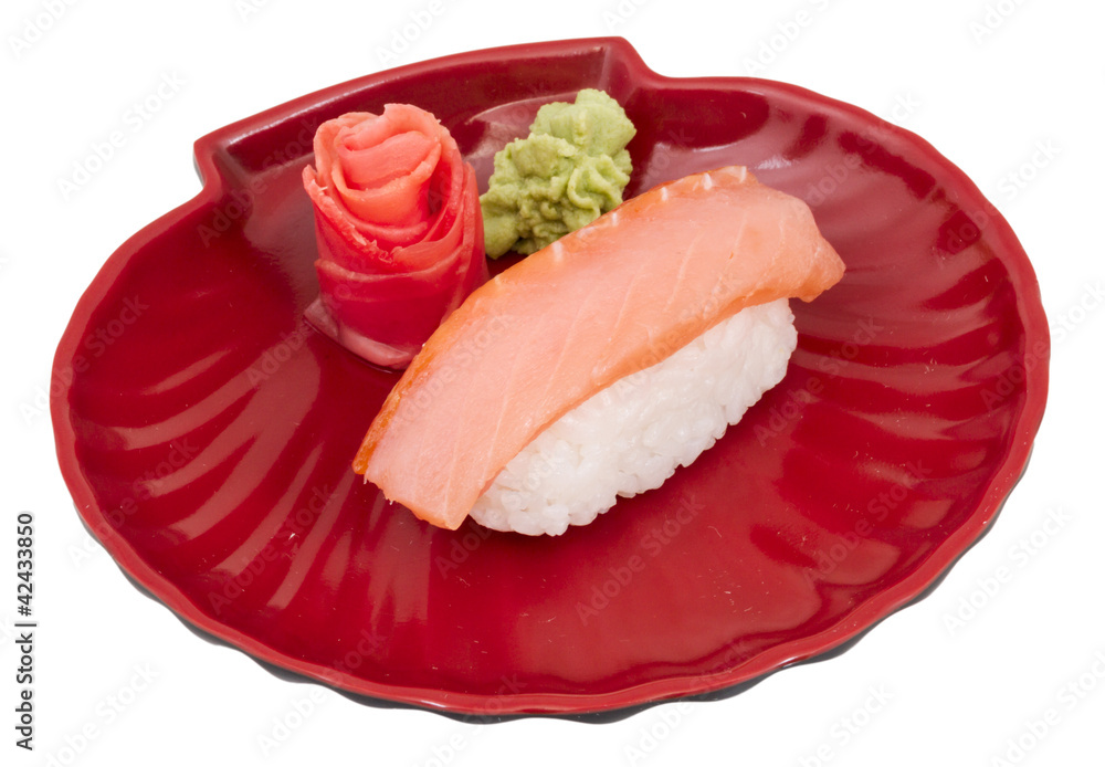 salmon sushi with white background salmon sushi with white background