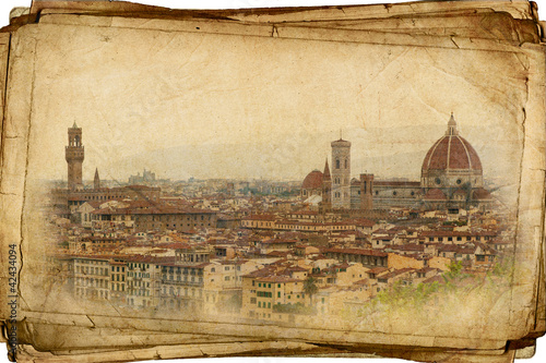 views of Florence in vintage style, like postcards