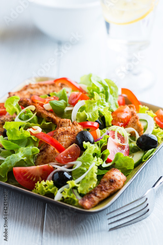 Chicken salad on kitchen table