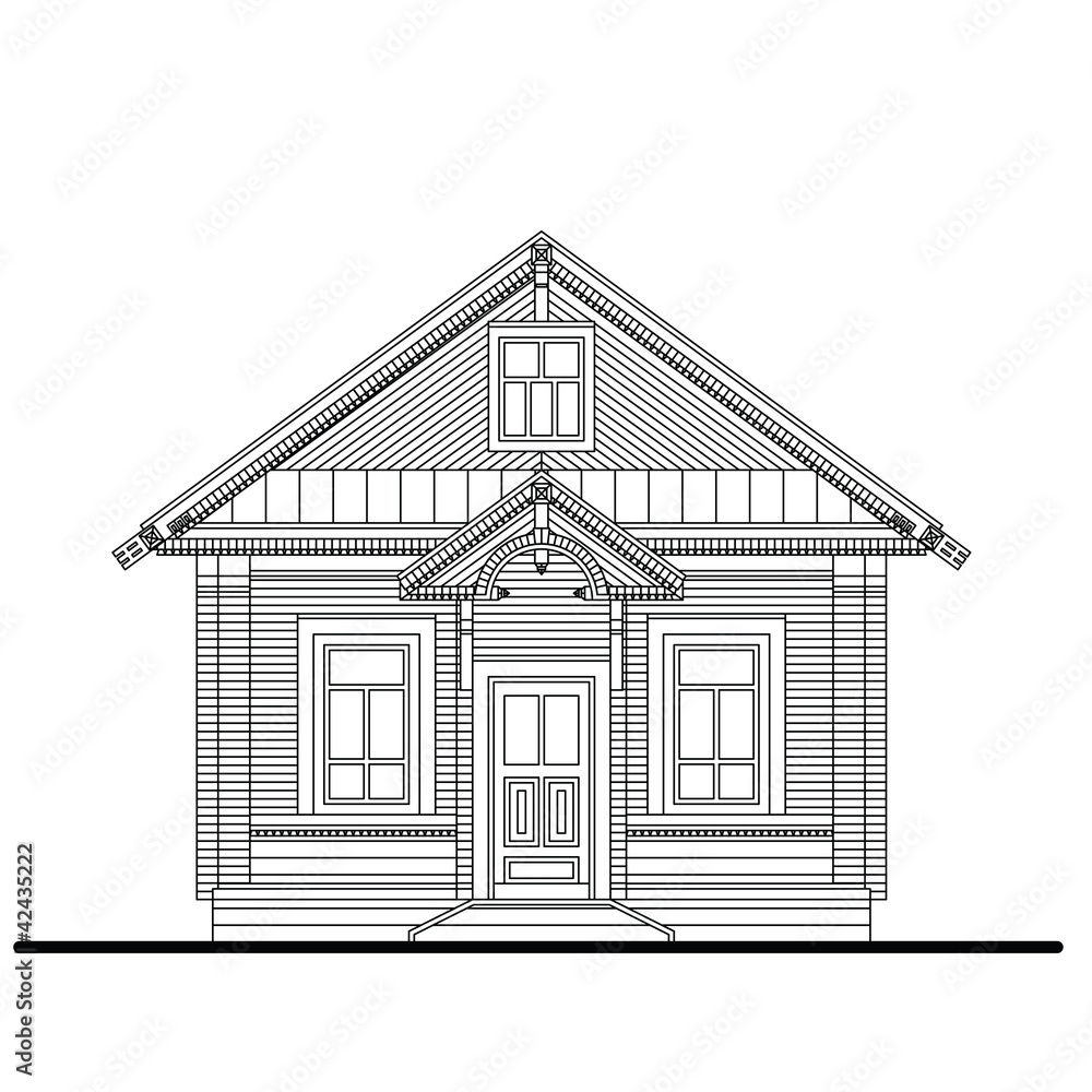 Black and white sketch of small house Stock Vector | Adobe Stock