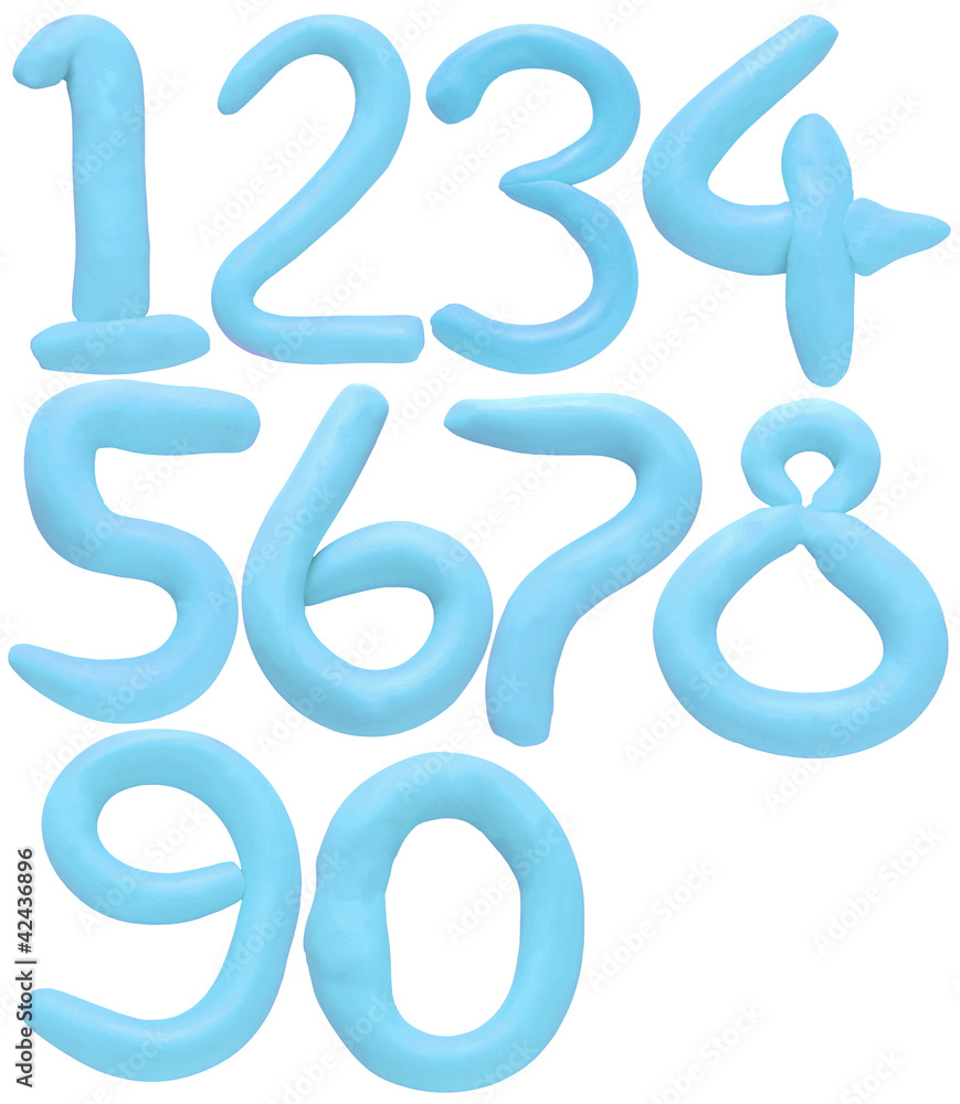 Fototapeta premium soft color of number 1 to 0 isolated white background