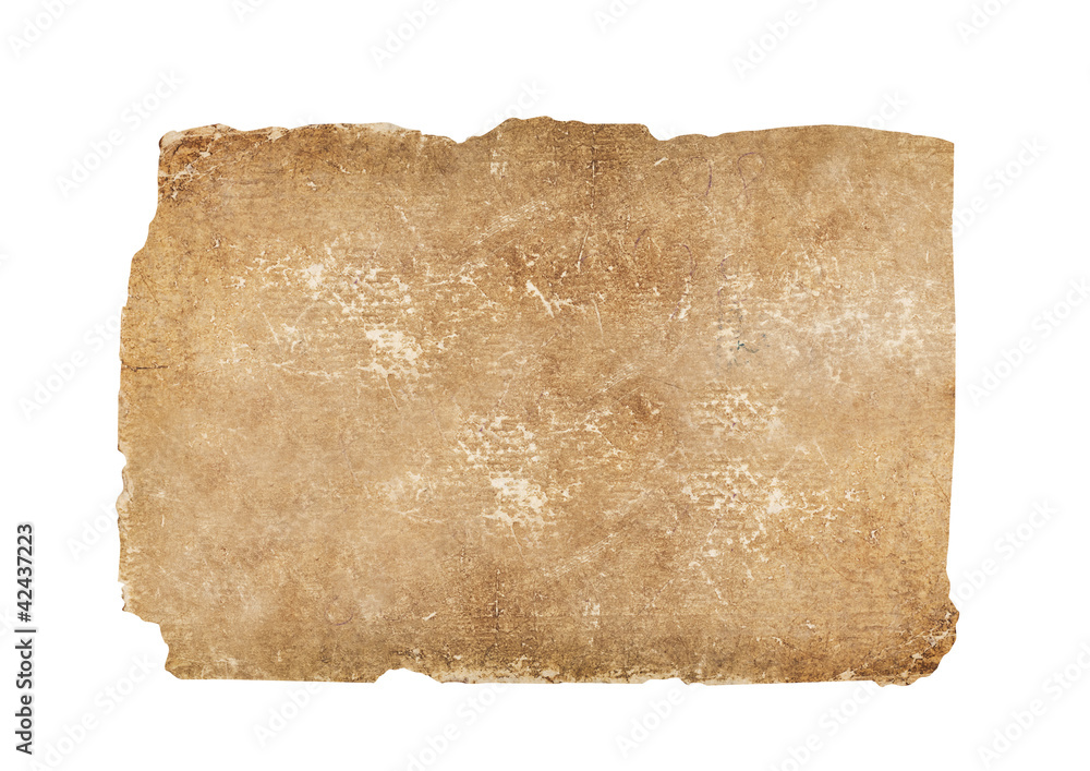 Weathered old paper sheet on white Weathered old paper sheet on white