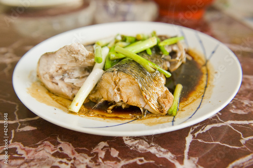 Plated fish dish