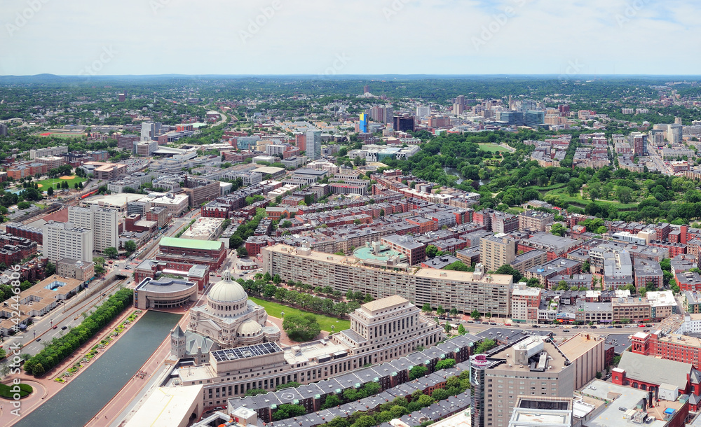 Boston city aerial panorama