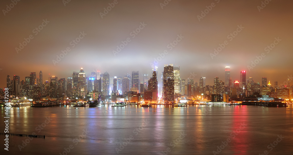 Urban city skyline at night