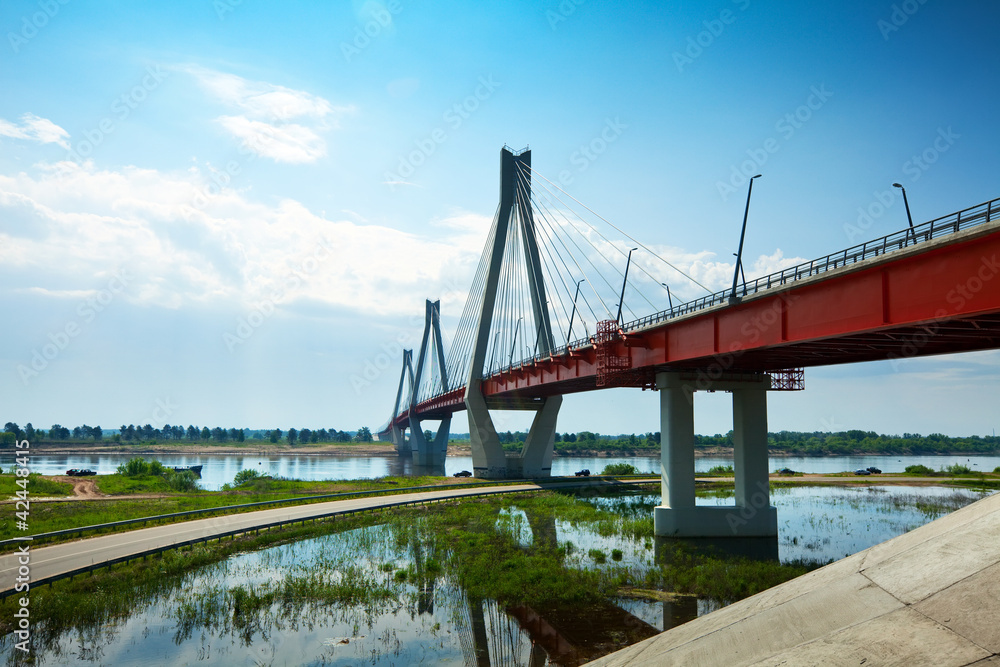 Murom cable bridge through Oka River