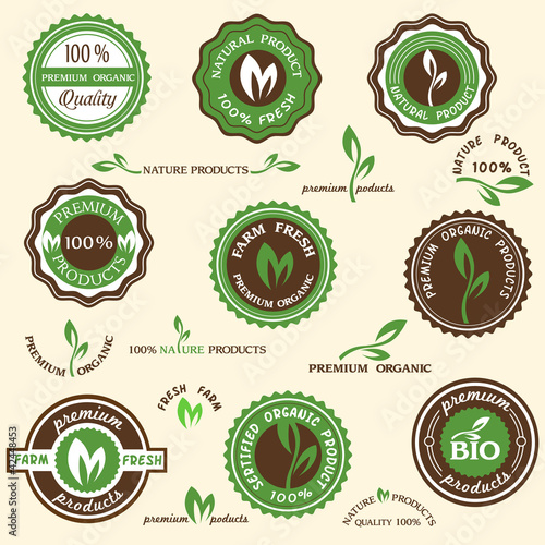 Collection of organic labels and icons
