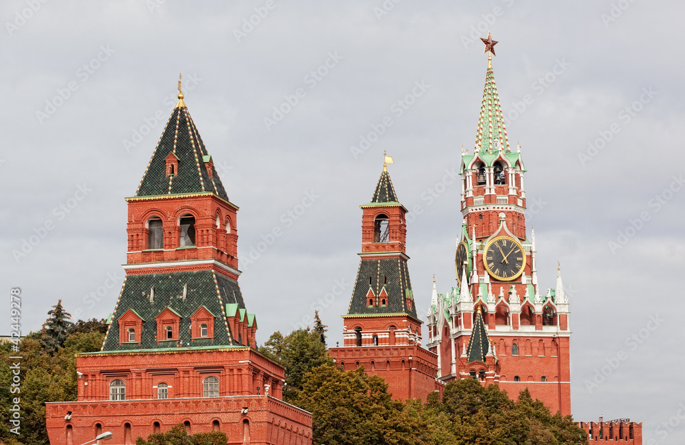 View of towers of the Moscow Kremlin View of towers of the Moscow Kremlin
