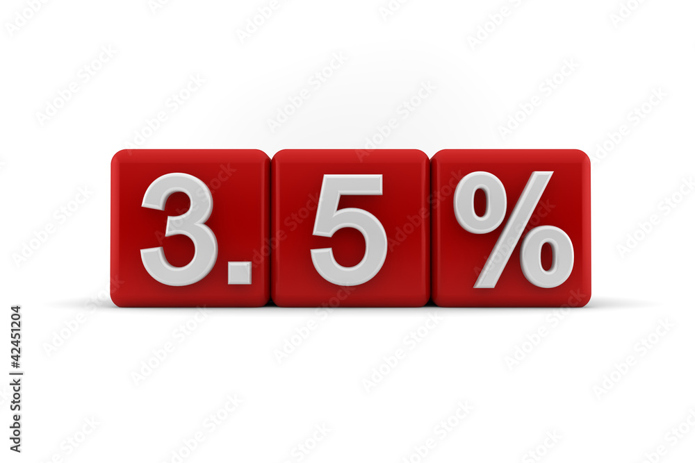 3.5 percent in white numbers on red cubes 3.5 percent in white numbers on red cubes