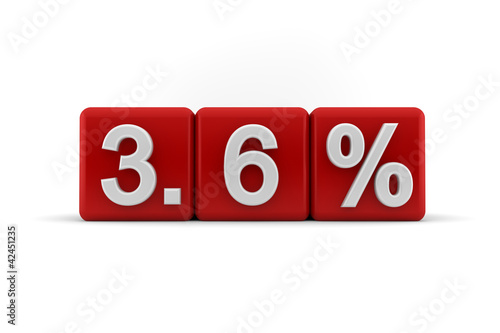 3.6 percent in white numbers on red cubes