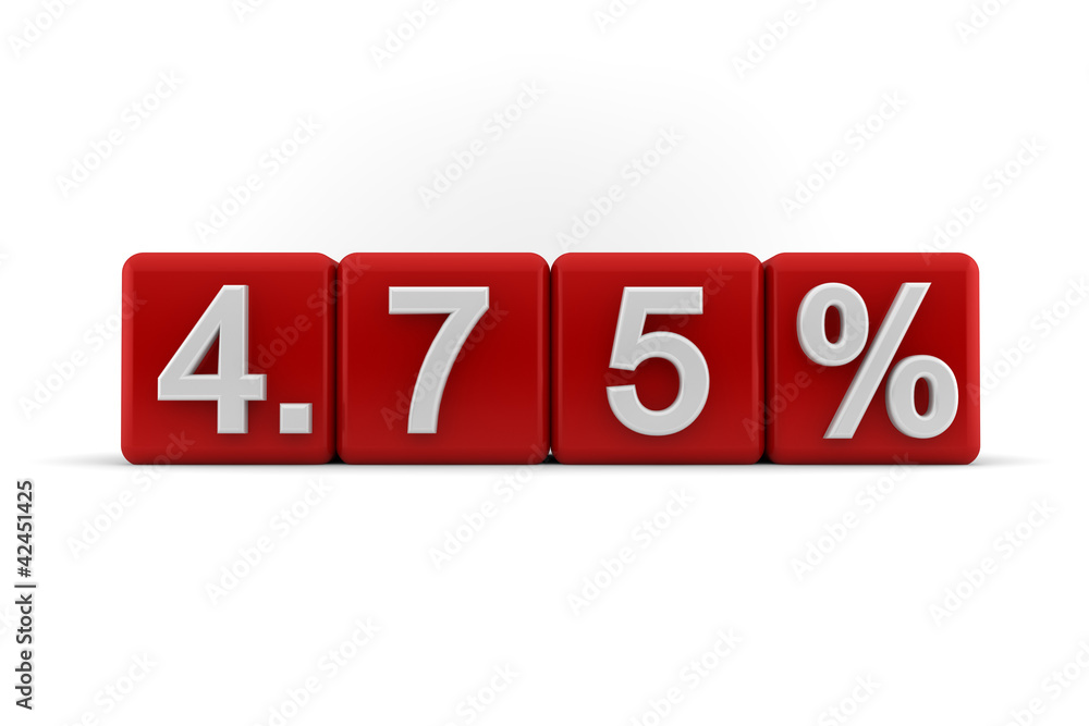 4.75 percent in white numbers on red cubes 4.75 percent in white numbers on red cubes